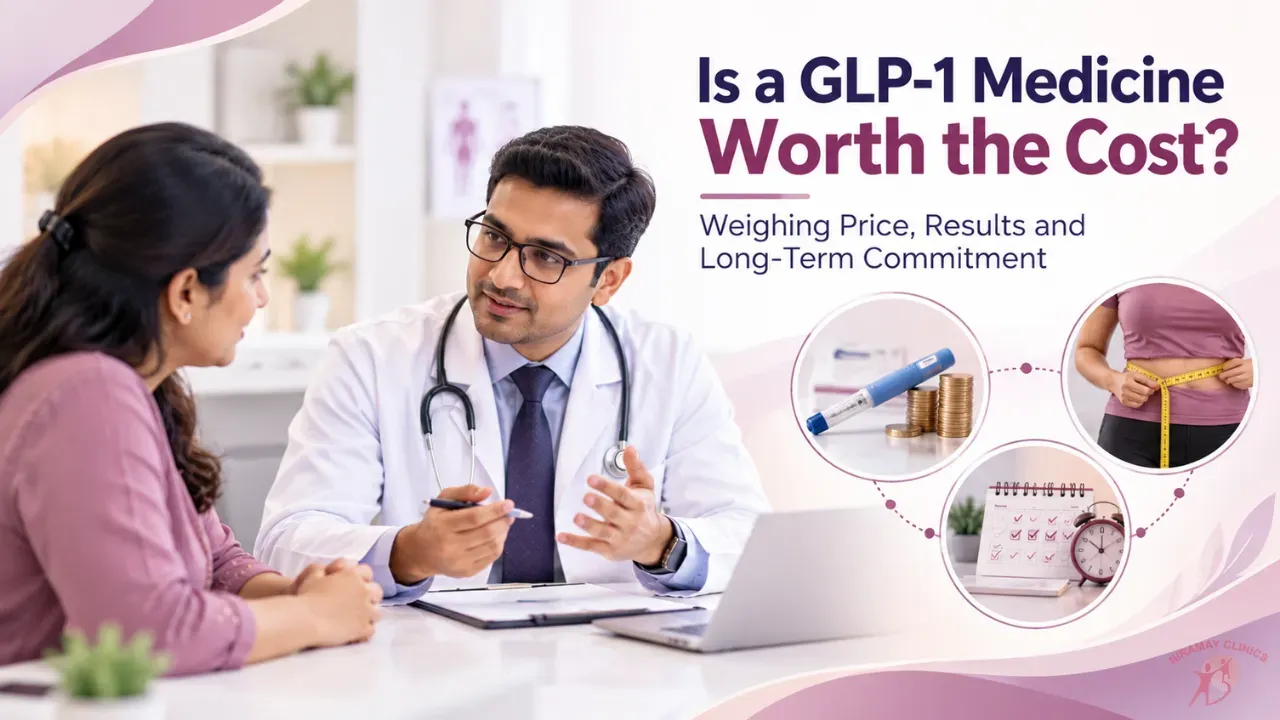 Indian couple sitting with a diabetologist reviewing a treatment plan and a notebook on a clinic desk
