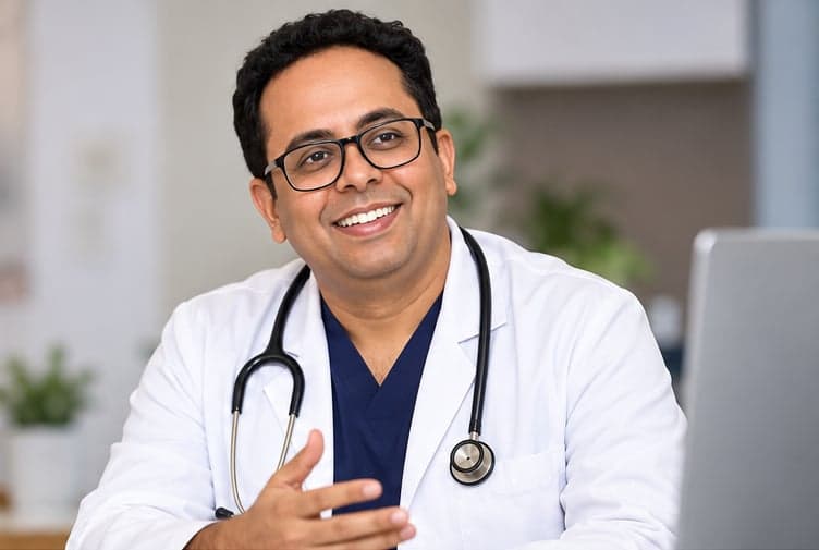 Dr. Ajay Kaduskar during a consultation